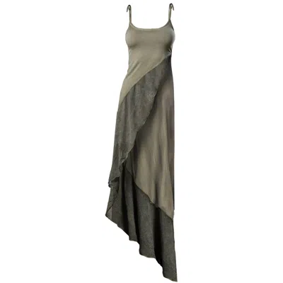 Zhenabia Women's Aria Blouse Asymmetrical Cut Boho Summer Top - Khaki Green