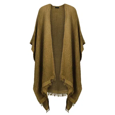 Zhenabia Women's Brown / Neutrals Waffle Poncho Desert Sand - Boho Unisex Poncho In Green