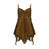 Zhenabia Women's Ninsun Dress Brown - Boho Mini Dress In Brown