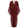 Zhenabia Women's Red / Black Ember Red Resort Kaftan - Boho Maxi Kaftan Dress In Multi