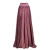 Zhenabia Women's Red / Pink / Purple Zhe Skirt Boho High Slit Maxi Skirt - Cherry In Burgundy