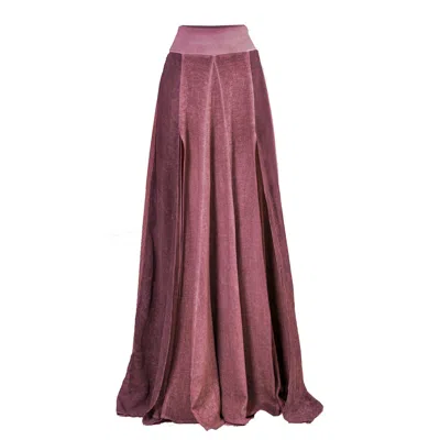 Zhenabia Women's Red / Pink / Purple Zhe Skirt Boho High Slit Maxi Skirt - Cherry In Burgundy