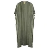 Zhenabia Women's Sahmeran Kimono Khaki Green - Boho Unisex Kimono In Green