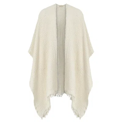 Zhenabia Women's White / Neutrals Waffle Poncho Beige - Boho Unisex Cape