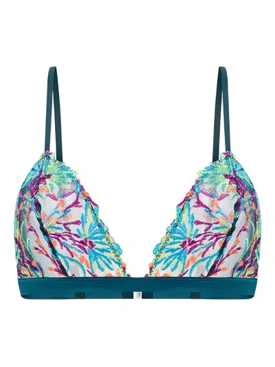 Zhilyova Maris Floral-embroidered Triangle Bralette In Multi