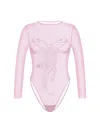 Zhilyova Women's Alligator Pink Long Sleeve Bodysuit In Pink