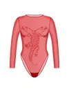 Zhilyova Women's Alligator Red Longsleeve Bodysuit In Multi