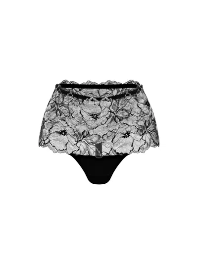 Zhilyova Women's Aura Grey High-waisted Thong In Black