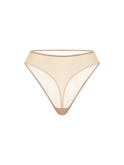 Zhilyova Women's Neutrals Ocean Beige High-waisted Thong In Brown