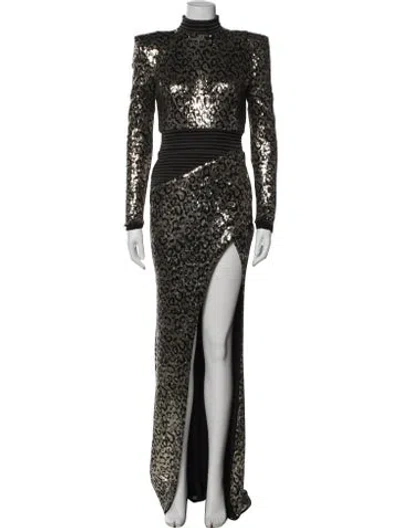 Pre-owned Zhivago Animal Print Long Dress In Gold