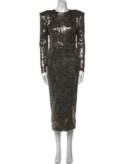 Pre-owned Zhivago Animal Print Midi Length Dress In Gold