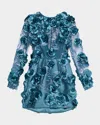 Zhivago Aonia Floral Mesh Lace Mini Dress In Blue