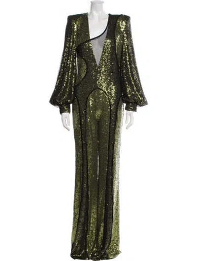 Pre-owned Zhivago Asymmetrical Jumpsuit In Green