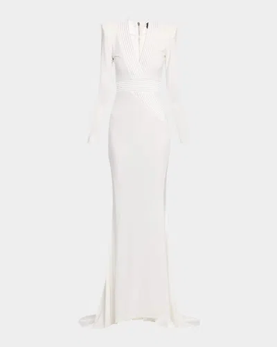 Zhivago Battle Lines The Heiress V-neck Gown In White