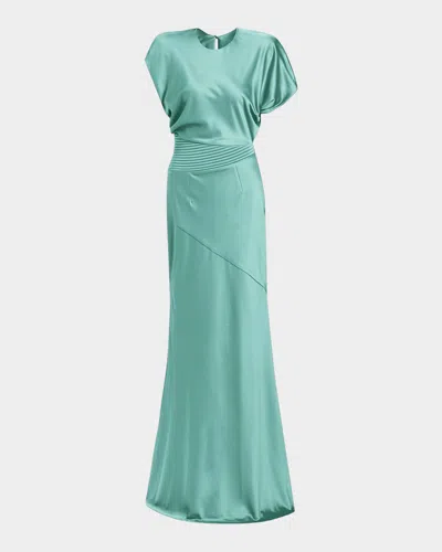Zhivago Bond Draped Stretch Satin Mermaid Gown In Green