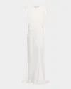 Zhivago Bond Draped Stretch Satin Mermaid Gown In White