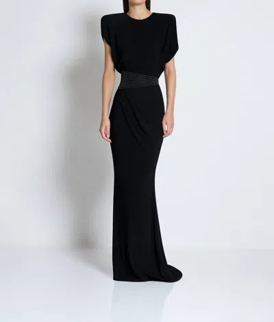 Zhivago Bond Gown Maxi Dress In Black And Gold Zipper