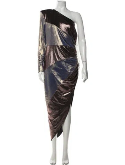 Pre-owned Zhivago Colorblock Pattern Midi Length Dress W/ Tags In Brown