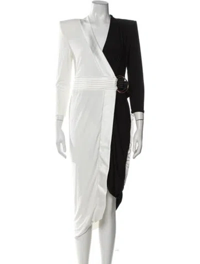 Pre-owned Zhivago Colorblock Pattern Midi Length Dress W/ Tags In White