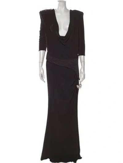 Pre-owned Zhivago Cowl Neck Long Dress In Black