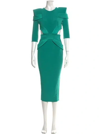 Pre-owned Zhivago Crew Neck Midi Length Dress In Green