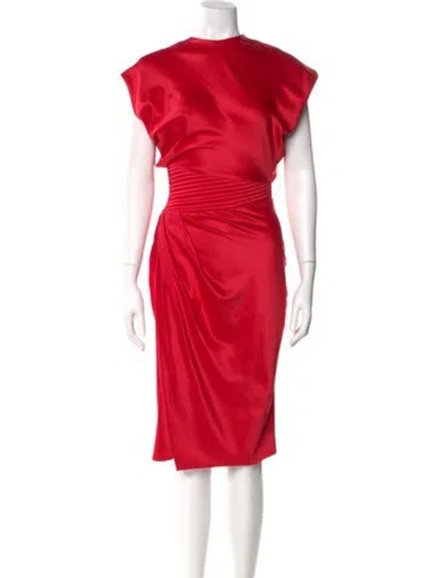 Pre-owned Zhivago Crew Neck Midi Length Dress In Red