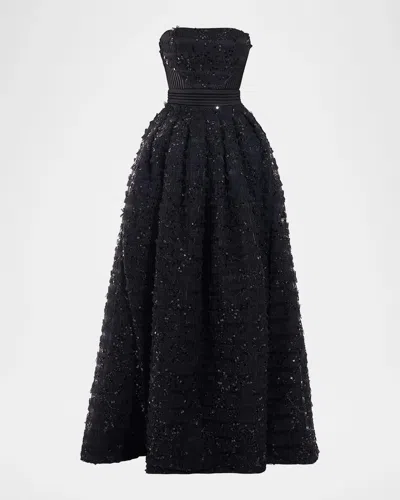 Zhivago Doll Sequined A-line Gown In Black
