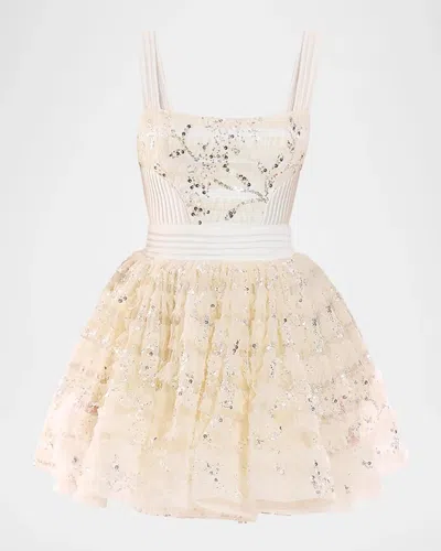Zhivago Doll Sequin-embellished A-line Mini Dress In Neutral