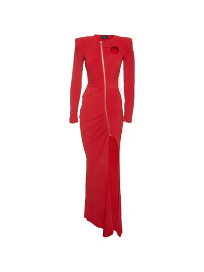 Pre-owned Zhivago Draped Cut-out Maxi Gown In Red