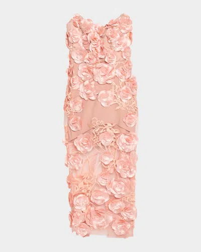 Zhivago Dream Of That Floral Mesh Midi Dress In Pink
