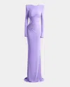 Zhivago Echoes Of Self Gathered Jersey Gown In Purple