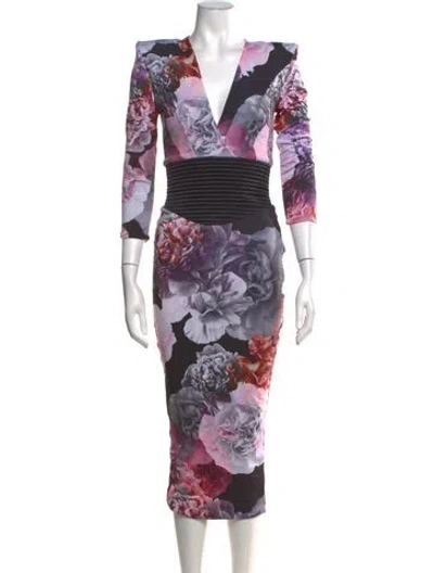 Pre-owned Zhivago Floral Print Knee-length Dress W/ Tags In Purple