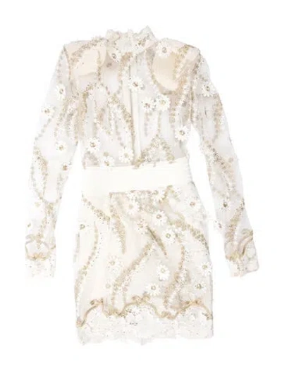 Pre-owned Zhivago Floral Print Knee-length Dress In White