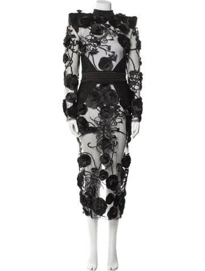 Pre-owned Zhivago Floral Print Long Dress In Black