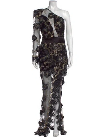 Pre-owned Zhivago Floral Print Long Dress In Black