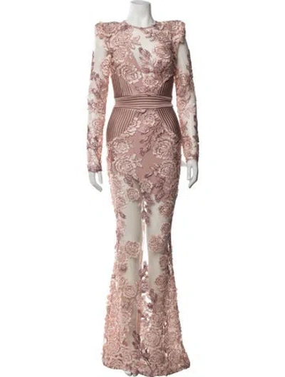 Pre-owned Zhivago Floral Print Long Dress W/ Tags In Pink