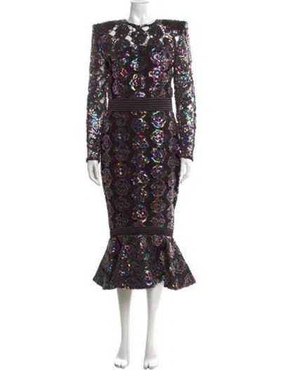 Pre-owned Zhivago Floral Print Midi Length Dress W/ Tags In Black