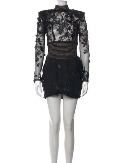 Pre-owned Zhivago Floral Print Mini Dress In Black