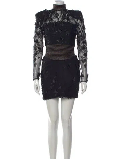 Pre-owned Zhivago Floral Print Mini Dress In Black
