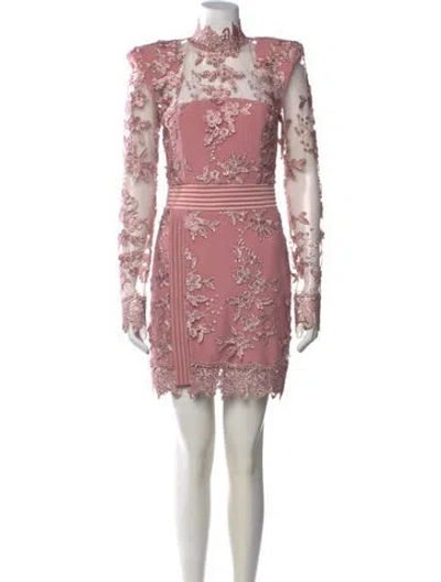 Pre-owned Zhivago Floral Print Mini Dress In Pink