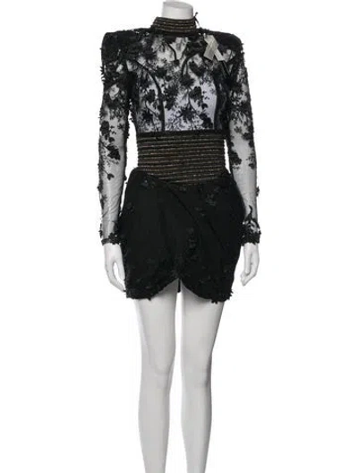 Pre-owned Zhivago Floral Print Mini Dress W/ Tags In Black