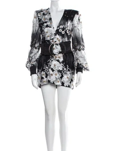 Pre-owned Zhivago Floral Print Mini Dress W/ Tags In Black