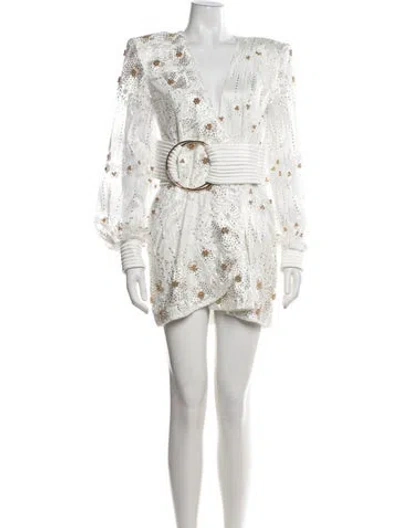 Pre-owned Zhivago Floral Print Mini Dress W/ Tags In White