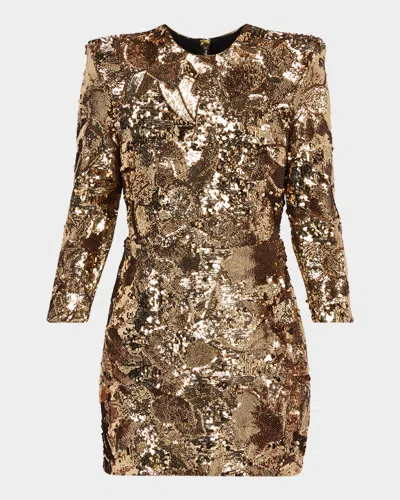 Zhivago Florentine Sunset Sequined Mini Dress In Gold