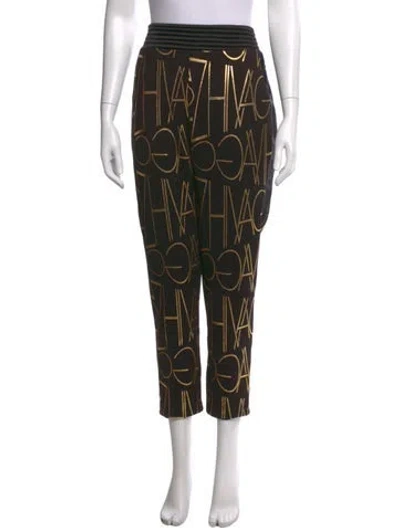 Pre-owned Zhivago Graphic Print Straight Leg Pants In Black