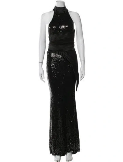 Pre-owned Zhivago Halterneck Long Dress In Black
