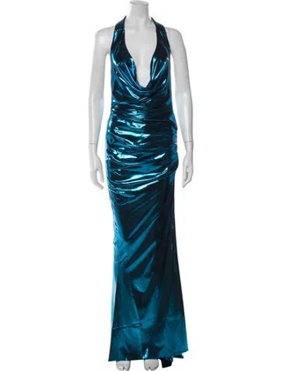 Pre-owned Zhivago Halterneck Long Dress W/ Tags In Blue