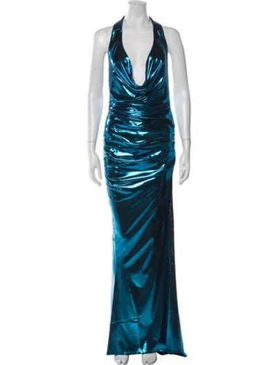 Pre-owned Zhivago Halterneck Long Dress W/ Tags In Blue