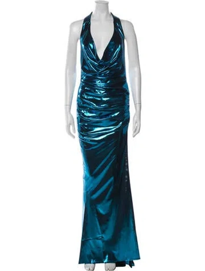 Pre-owned Zhivago Halterneck Long Dress W/ Tags In Blue