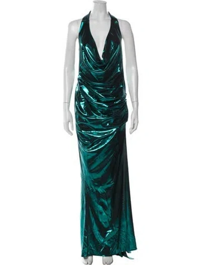 Pre-owned Zhivago Halterneck Long Dress W/ Tags In Green